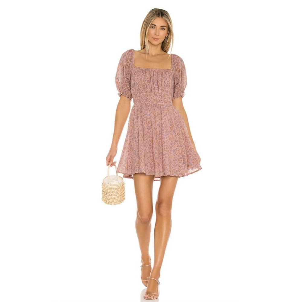 SPELL Rae Mini Dress Dusty Pink Organic Cotton